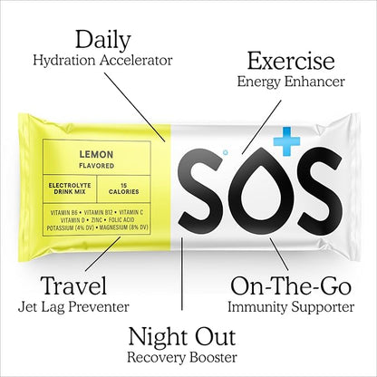SOS Hydration, Electrolyte Powder Packets – Low-Calorie, Zero Sugar, Rapid Rehydration, Made in USA, Keto & Vegan Friendly 5-Flavor Variety Pack, 20 Sticks