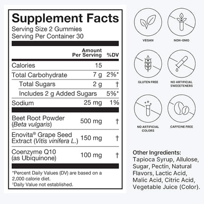 humanN SuperBeets Heart Gummies Advanced 100mg of CoQ10 Plus 60 Count