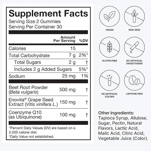 humanN SuperBeets Heart Gummies Advanced 100mg of CoQ10 Plus 60 Count