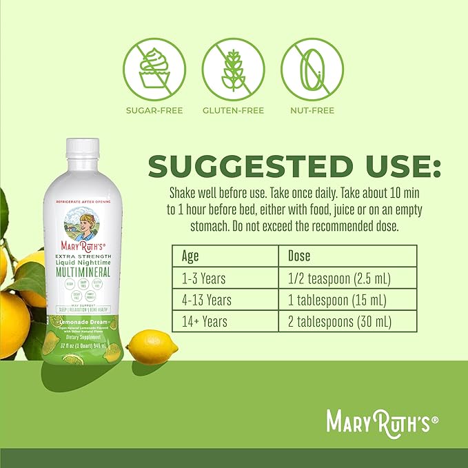 MaryRuth Organics Extra Strength Nighttime Liquid 4 Flavors 32 Servings