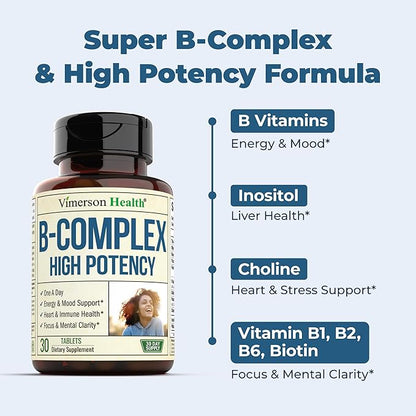 Vitamin B Complex with Vitamin B12, B2, Vitamin B6, Folic 400mcg. B