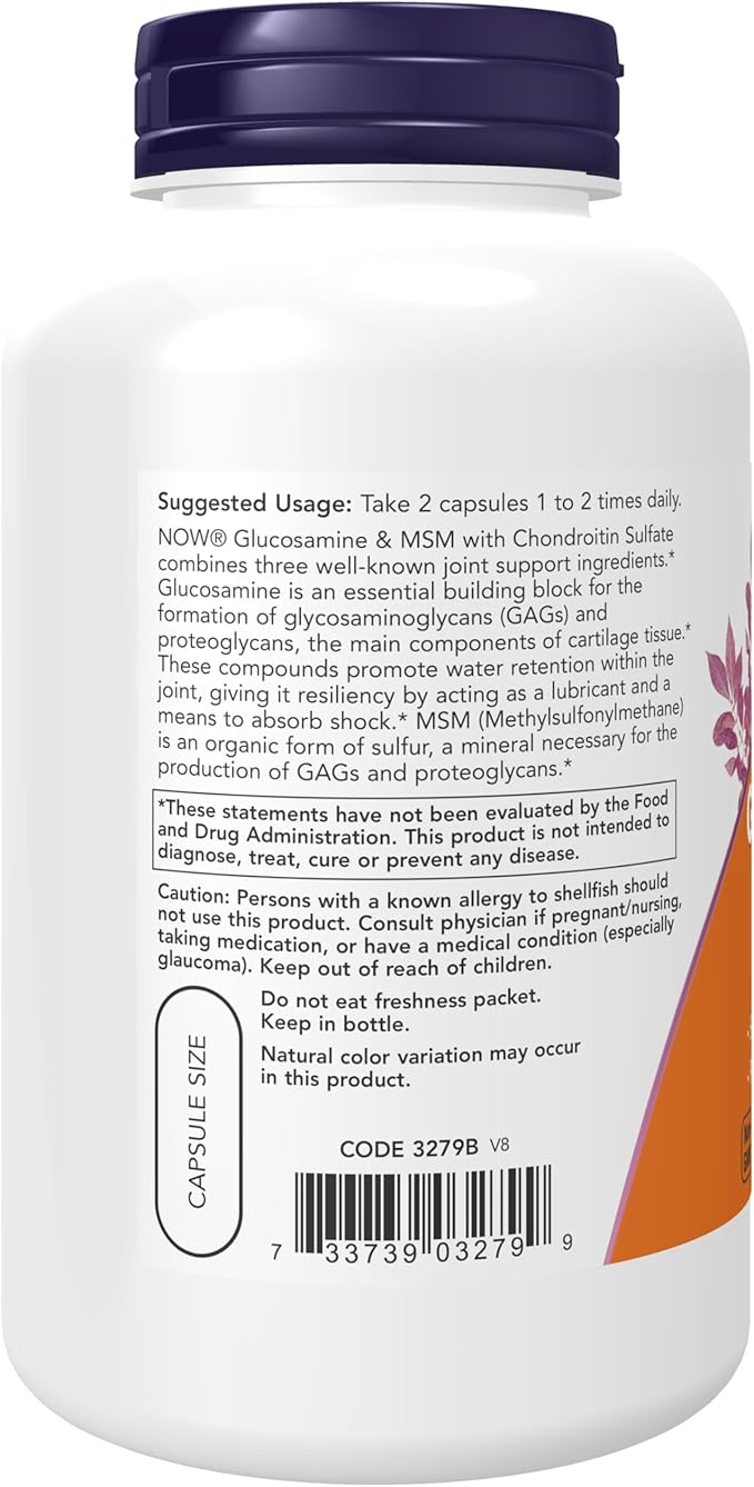 NOW Supplements, Glucosamine & MSM plus 180 Veg