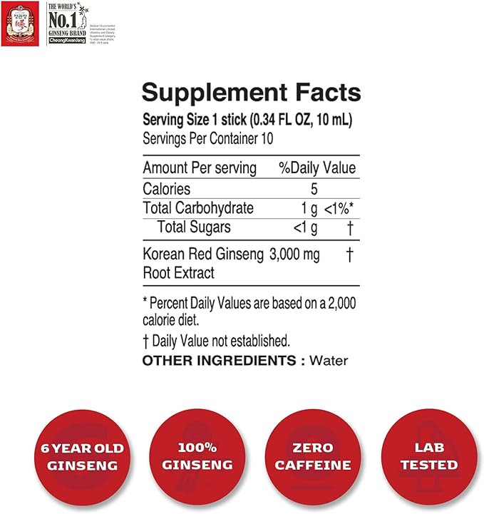 Korean Red Ginseng Everytime 3000mg Sticks -10 Sticks