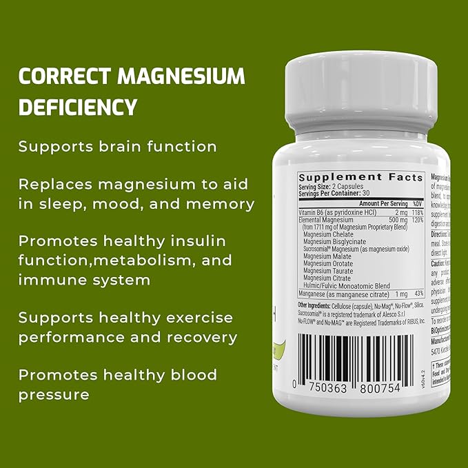 BiOptimizers Magnesium Breakthrough Supplement 4.0 7 Forms 60 Capsules