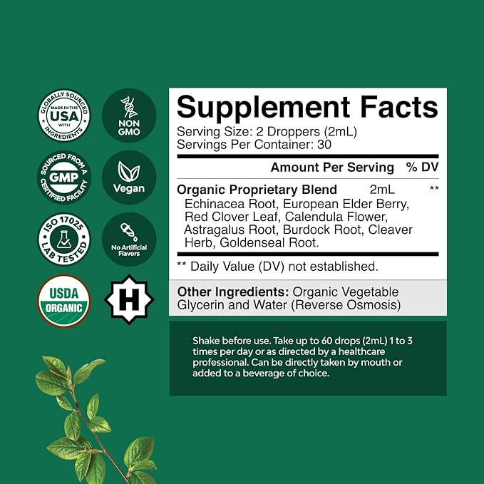 Certified Organic Lymphatic Drainage Drops 30 Servings