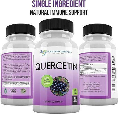 DOCTOR RECOMMENDED SUPPLEMENTS Quercetin 1000mg Per Serving - Vitamin Supplement, (Vegan | Non-GMO) (120 Veggie Capsules, Pack of 2)