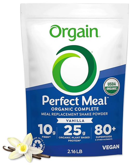 Orgain Perfect Meal, Organic, Vegan Meal 25g Plant 80+ Superfoods, 1B Probiotics 10g Fiber, 2.16lb