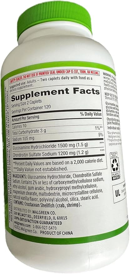 Walgreens Glucosamine Chondroitin Triple Strength 1500 1200 mg 240 Caplets