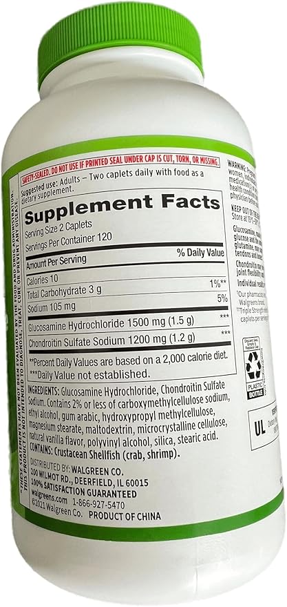 Walgreens Glucosamine Chondroitin Triple Strength 1500 1200 mg 240 Caplets