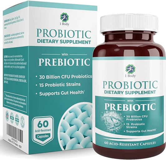 1 Body 30 Billion CFU Probiotic 60 Vegetarian