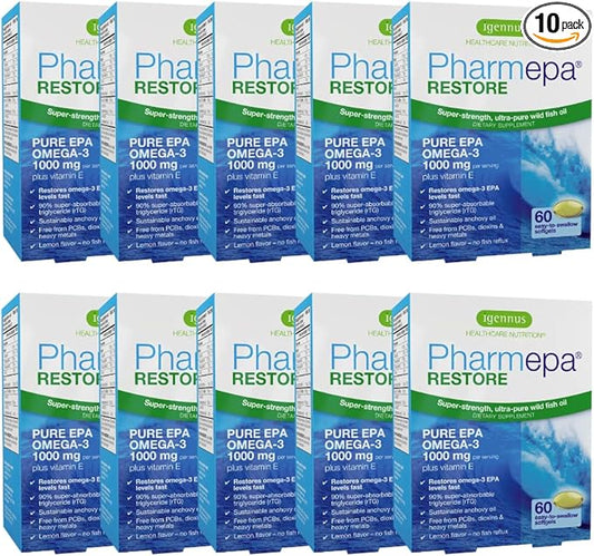 10 x Pharmepa Restore, 1000mg Pure Omega-3, Triple 1-Month Supply, 60 softgels