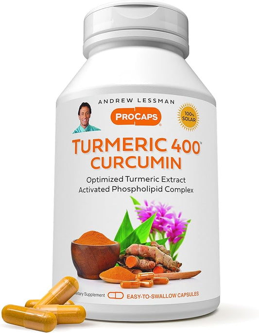 Andrew Lessman Turmeric 400-30 Capsules – 95% Curcuminoids as Phospholipid Complex for Optimum Benefits and Greater Absorption, High Potency Standardized Extract, Small Easy to Swallow Capsules