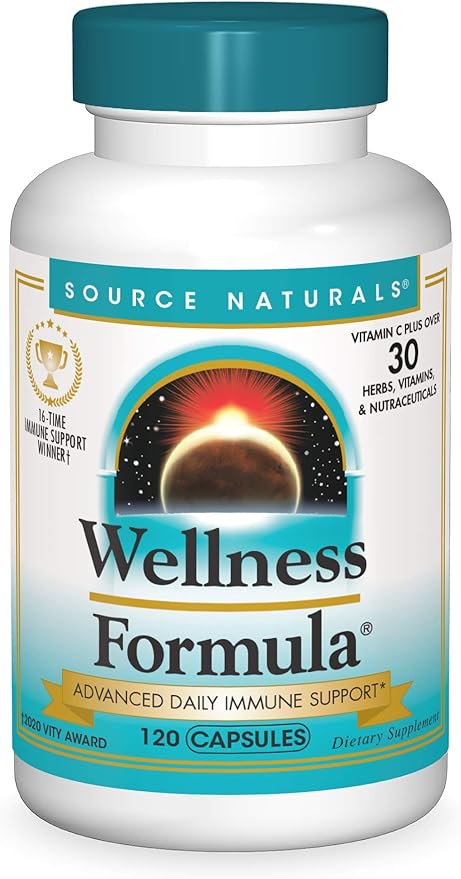 Source Naturals Wellness Formula, Advanced Immune Support*, Bio-Aligned Vitamins & Herbal Defense - Immune System Support Supplement & Immunity Booster - 120 Capsules