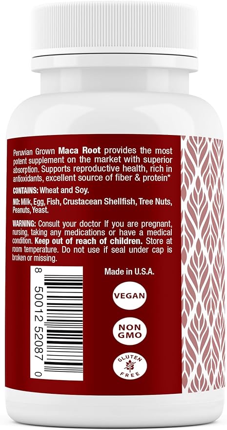 Safrel Organic Maca Root Black, Red, 1900 MG 120 Vegan 100% Pure