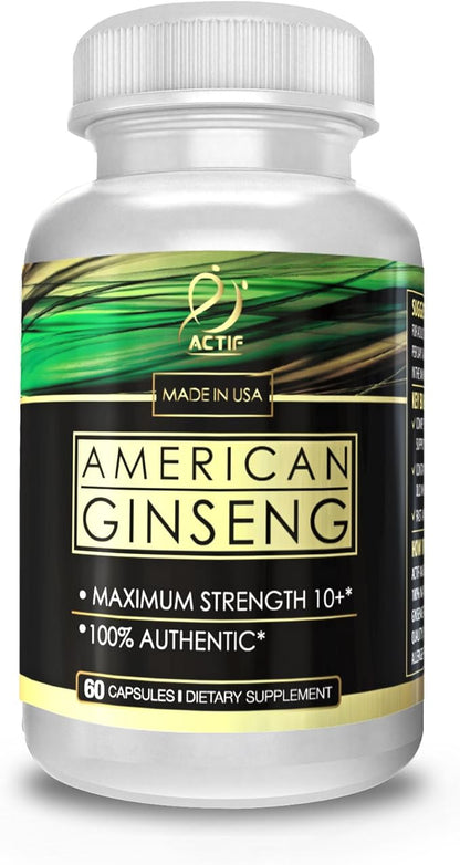 Actif American Ginseng 100% Authentic 10 Year 500mg -