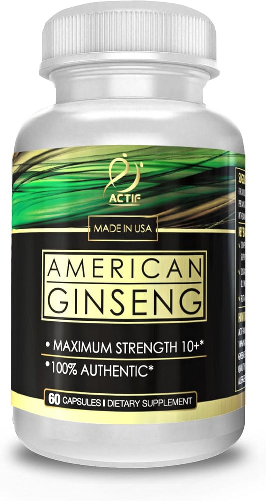 Actif American Ginseng 100% Authentic 10 Year 500mg -