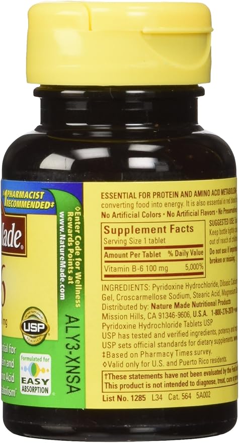 Nature Made Vitamin B-6 100 Mg, 100-Count (Pack 2)