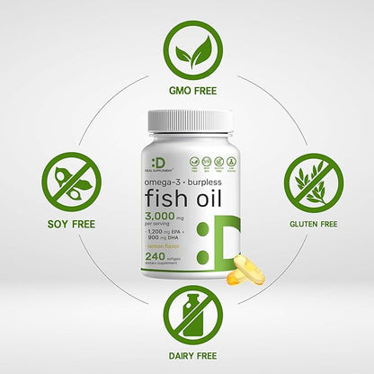 DEAL SUPPLEMENT Omega 3 Fish Oil 3,000mg Per 240 Softgels 1,200mg + 900mg –