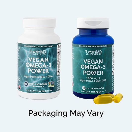 BRAINMD Dr Amen Vegan Omega-3 Power 60 Plant-Based 1,100 mg 30 Servings
