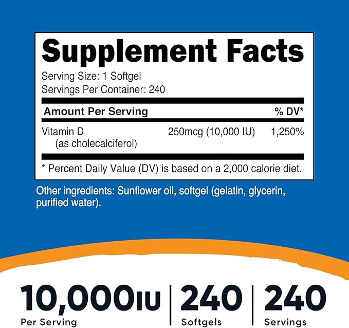 Nutricost Vitamin D3 10,000 IU, 240 (2 Bottles)