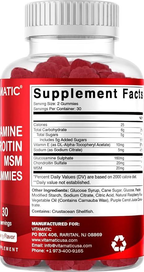 Vitamatic Glucosamine Chondroitin Gummies with MSM 60 Pectin