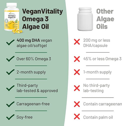 Vegan Vitality Vegan Omega 3 Supplement 60 Plant 3 Oil