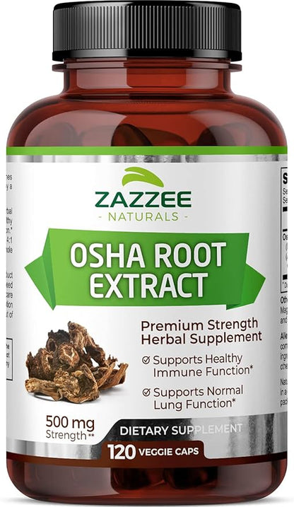 Zazzee OSHA Root 4:1 Extract, 500 120 Vegan 4 Month 4X Extract, 100% Vegetarian,