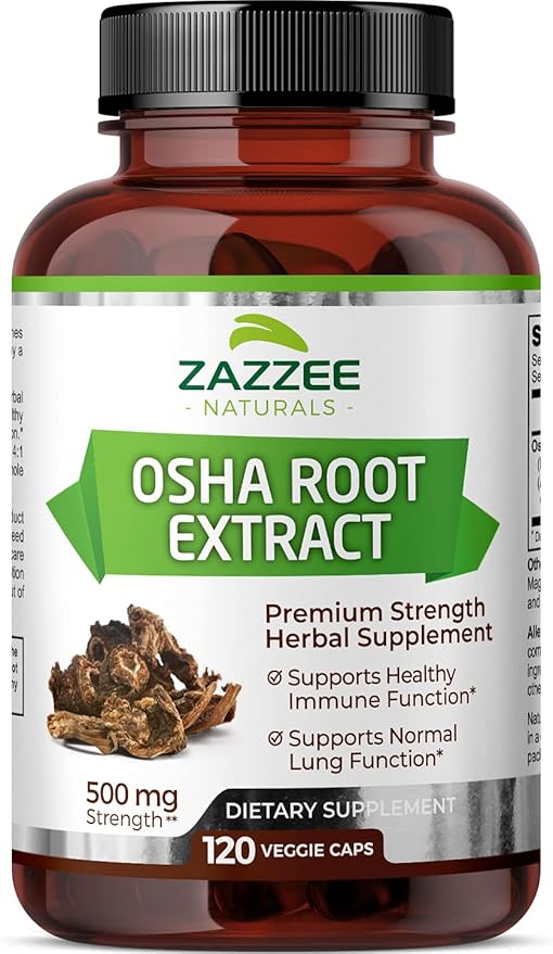 Zazzee OSHA Root 4:1 Extract, 500 120 Vegan 4 Month 4X Extract, 100% Vegetarian,