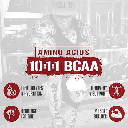 5% Nutrition Rich Piana AllDayYouMay BCAA Powder | Premium Intra & Post Workout Amino Acids, Hydration, Endurance, Muscle Recovery, Joint & Liver Support | 15.87 oz, 30 Servings (Push Pop)