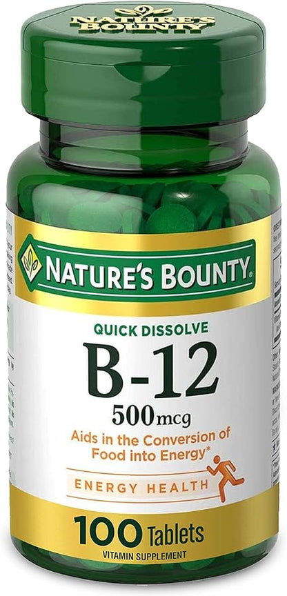 Nature's Bounty Vitamin B12, Supports Energy 500mcg, 100 100 Quick