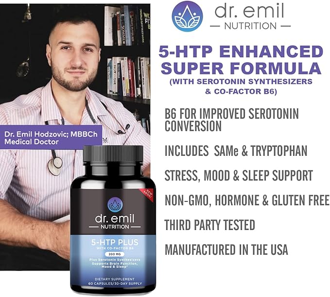 DR. EMIL NUTRITION 200 MG 5-HTP 5HTP Supplement B6-60 Vegan 30 Servings