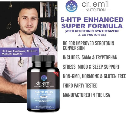 DR. EMIL NUTRITION 200 MG 5-HTP 5HTP Supplement B6-60 Vegan 30 Servings