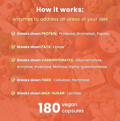NutraChamps Digestive Enzymes with Probiotics and 180 Vegan