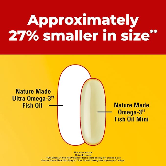 Nature Made Extra Strength Burp Less 3 Fish 1400 mg 3 Supplement, 60 Softgels, 30 Day