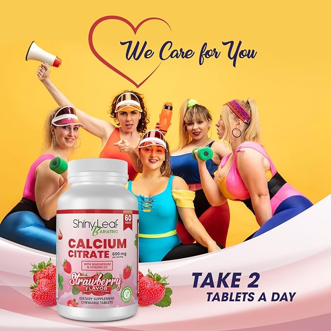 Shiny Leaf Bariatric Calcium Citrate 600 60 Ct D3, Natural (3 Months)