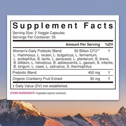 NewRhythm Women's Probiotics, Organic Cranberry 50 Billion 18 Strains, 60 Vegan