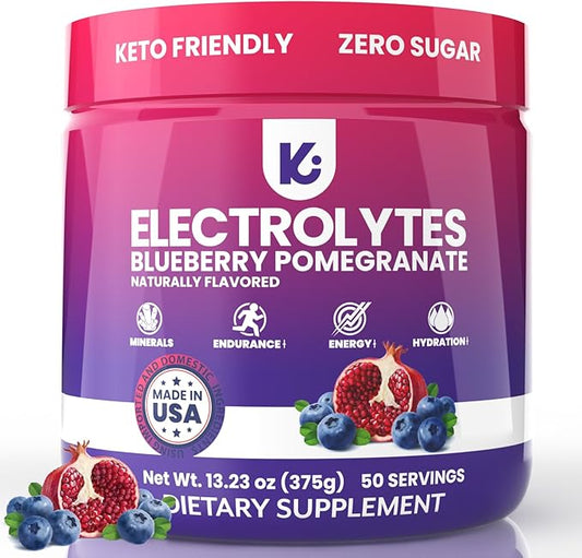 Keppi Keto Electrolytes Powder No Sugar - Sugar Free Electrolytes - Made in USA - Advanced Hydration, Performance & Recovery - Delicious Blueberry Pomegranate Flavor - Mixes Easily No Clumps