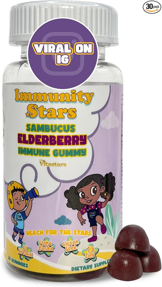 Elderberry Gummies with Vitamin C and Zinc, Sambucus Elderberry Family Immune Boost Gummies, 30 Gummies Delicious Defense for Kids and Adults
