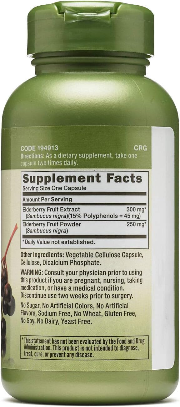 GNC Herbal Plus Elderberry Fruit 550mg, Capsules, 100 ea
