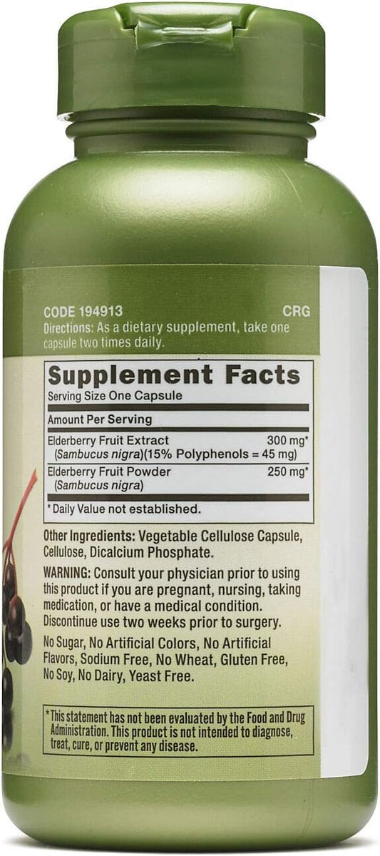 GNC Herbal Plus Elderberry Fruit 550mg, Capsules, 100 ea