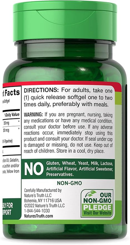 Nature's Truth CoQ10 200 mg Softgels 50 Count