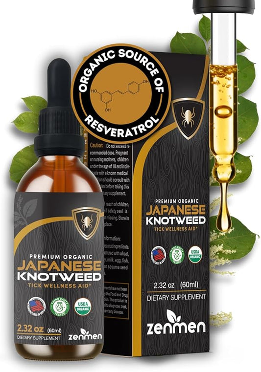 Japanese Knotweed Premium USDA Organic 3rd Party Tested Tincture - 1:5 Herb Strength Ratio - Tick Wellness Aid and Immune Support Supplement - Made in The USA