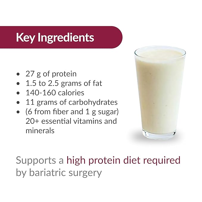 Bariatric Advantage High Protein Meal Replacement Drink Mix, Protein Powder Whey Isolate for Gastric Bypass and Sleeve Gastrectomy Patients, 27g Protein, Lactose Free - Vanilla - 28 Servings