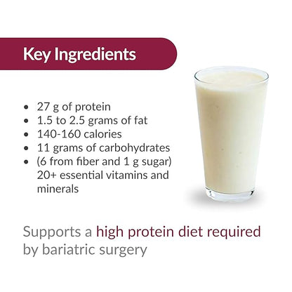 Bariatric Advantage High Protein Meal Replacement Drink Mix, Protein Powder Whey Isolate for Gastric Bypass and Sleeve Gastrectomy Patients, 27g Protein, Lactose Free - Vanilla - 28 Servings