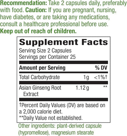 Nature's Way Asian Ginseng, Fights Fatigue*, 1,120mg per 50 Capsules