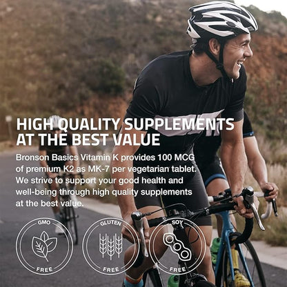 Bronson Vitamin K2 MK-7 100 MCG, K2 as MK7 Menaquinone, 120 Tablets