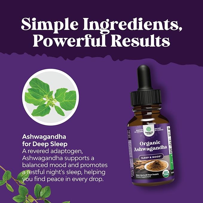 USDA Organic Ashwagandha Liquid Drops (2 Pack)