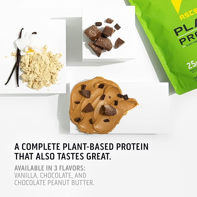 Ascent Plant Based Protein Powder 4g BCAA, 2g Leucine 18 Servings