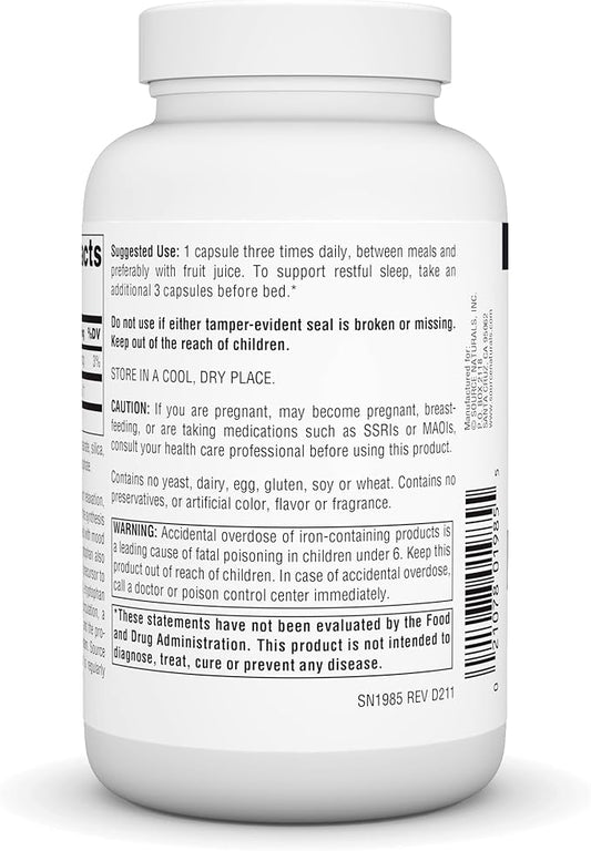 Source Naturals L-Tryptophan, for Mood, Relaxation, 500mg - 120 Capsules