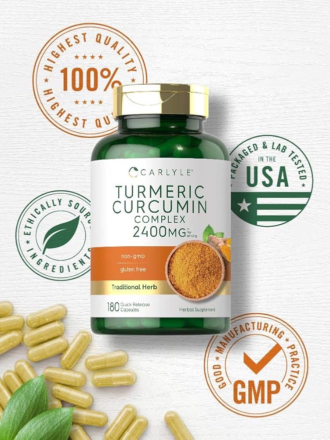 Carlyle Turmeric Curcumin Supplement 2400mg 180 Powder